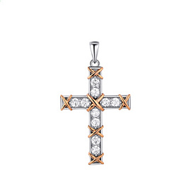 Крест декоративный CZ-P01272-X-WG-W-X-W серебро