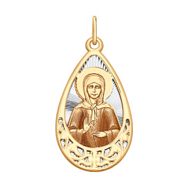 Подвеска религиозная христианская ладанка 104128 золото Святая Матрона Московская