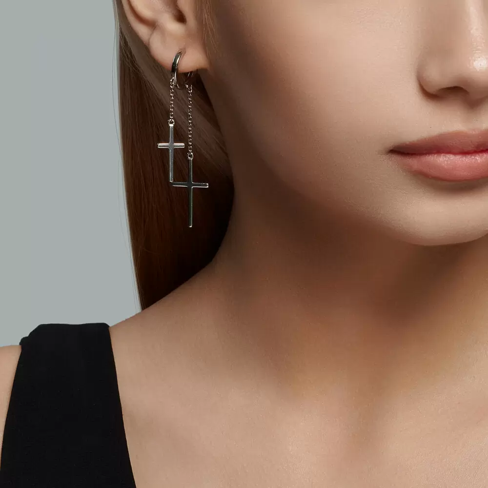 Серьги серьга одиночная 94170296 серебро Кресты