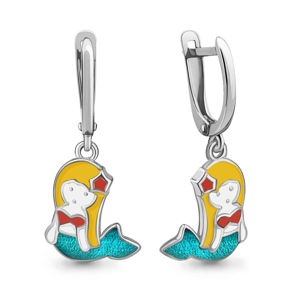 Серьги подвесные 34459.5 серебро Русалка