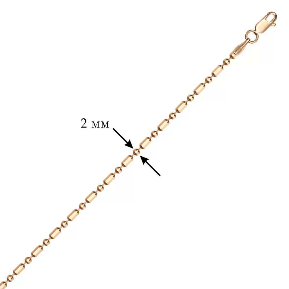 Цепь НЦ12-089 d2.00 золото Пустотелая