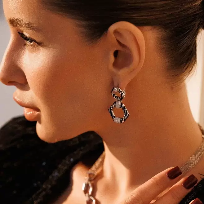 Серьги подвесные SE40144-E серебро_1