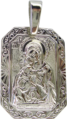 Подвеска религиозная христианская ладанка 2525н серебро Владимирская Божья Матерь