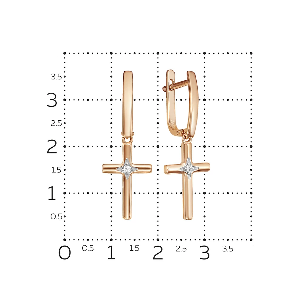 Серьги подвесные 2900-151-00-00 золото Кресты