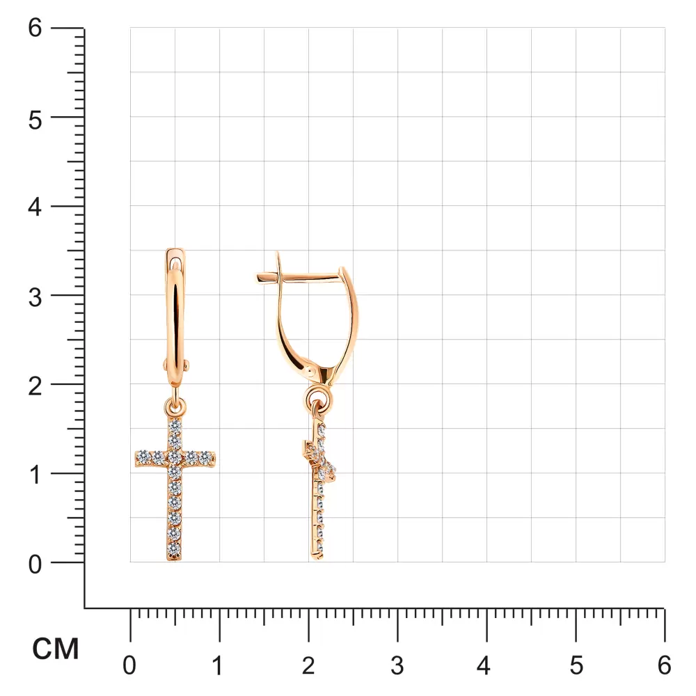 Серьги подвесные Серьги-крст2пара.бцФ.з585 золото Крест