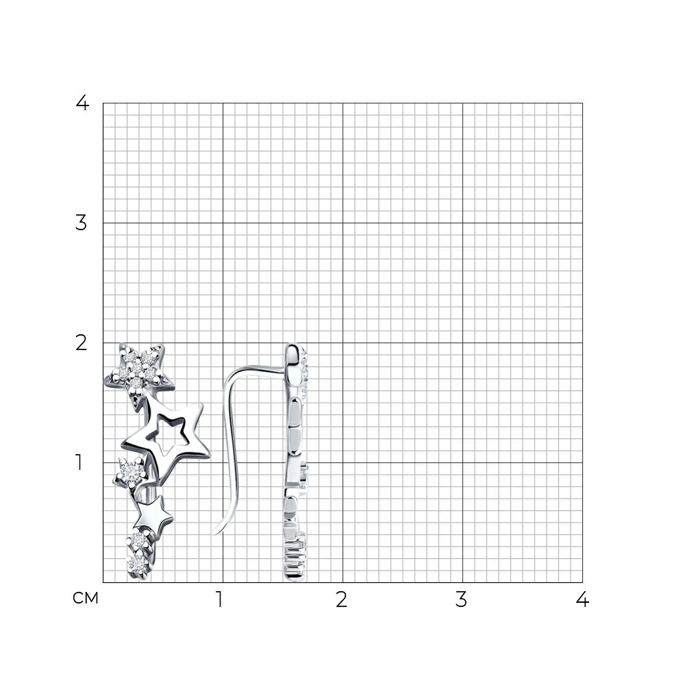 Серьги каффы 94025280 серебро Звезда