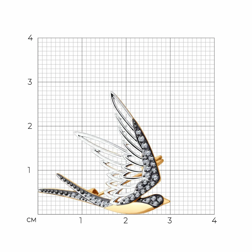 Брошь 040318 золото Ласточка