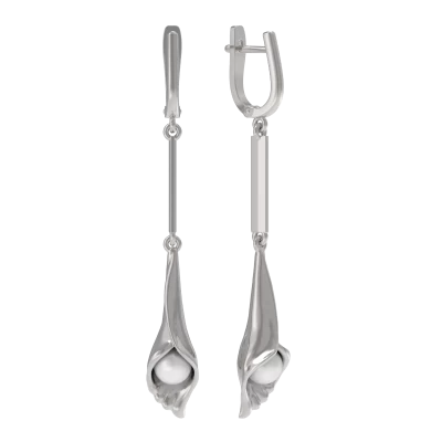 Серьги подвесные 1038972-01250-2S серебро Цветок