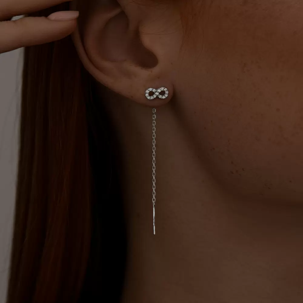 Серьги продевки 94025914 серебро Бесконечность