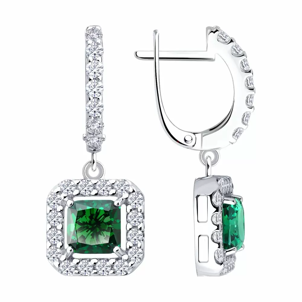 Серьги подвесные 94027281 серебро