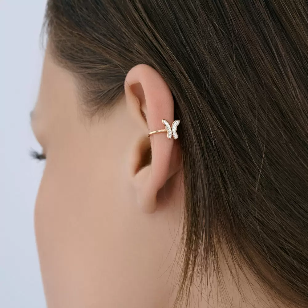 Серьги кафф 170076 золото Бабочка