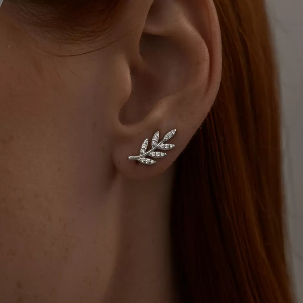 Серьги каффы 94025806 серебро веточка