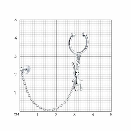Серьги серьга одиночная 94170231 серебро Заяц