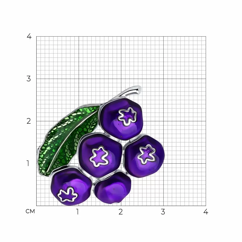 Брошь 94040275 серебро Ягода