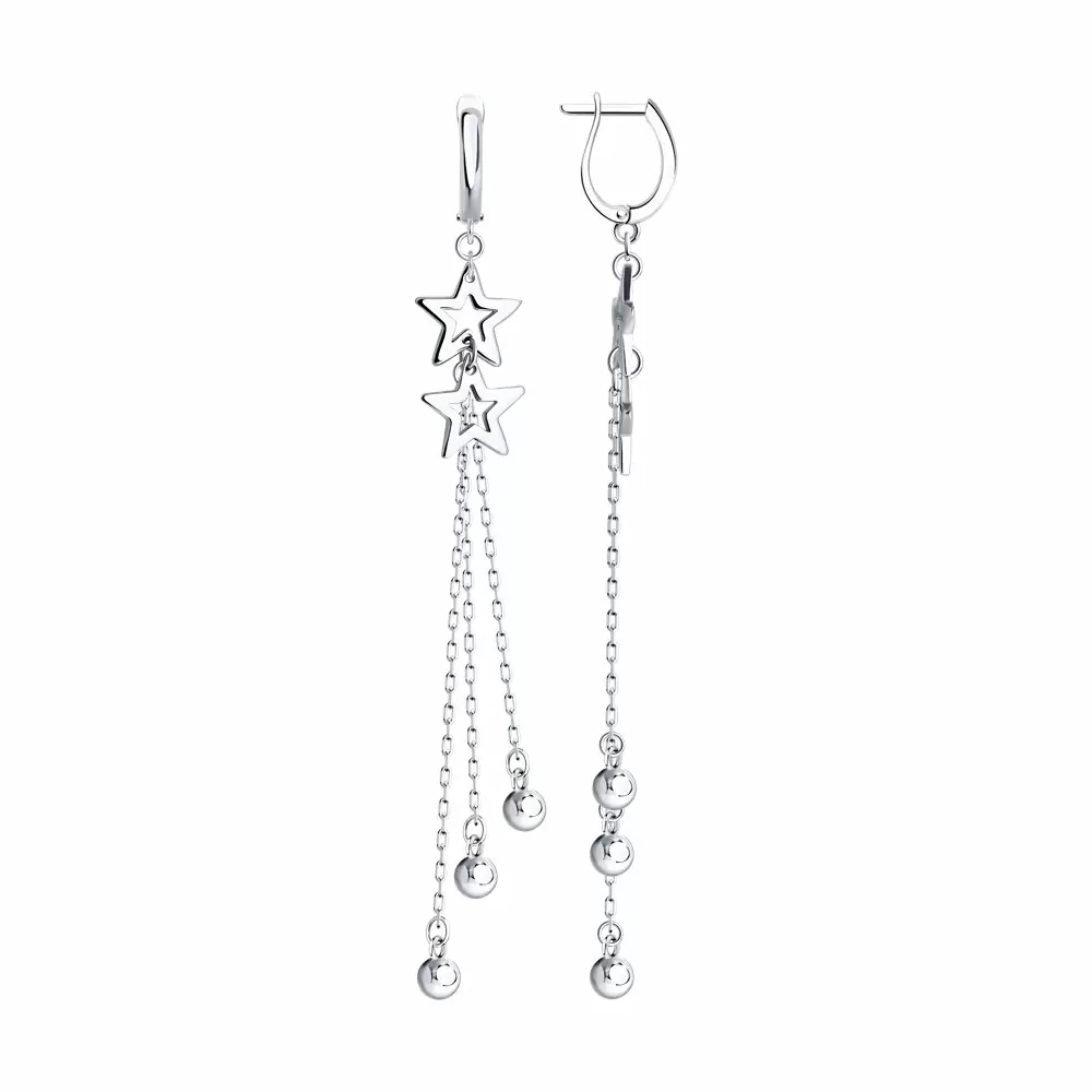Серьги подвесные 94026582-91 серебро Звезда_0