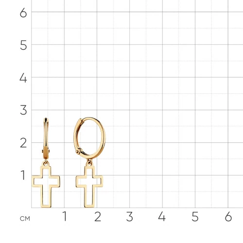 Серьги подвесные 002-0465-0000-010 золото Крест