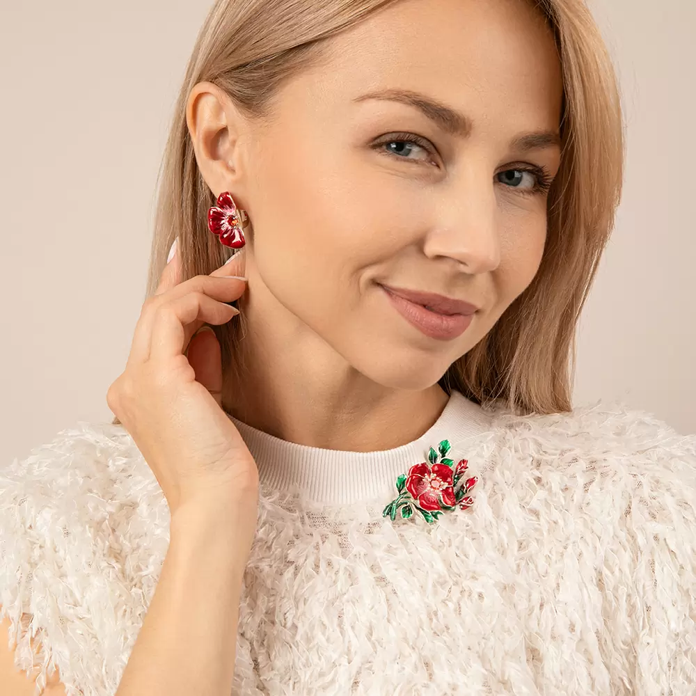 Серьги 23-058 эм.кр серебро Цветок_2