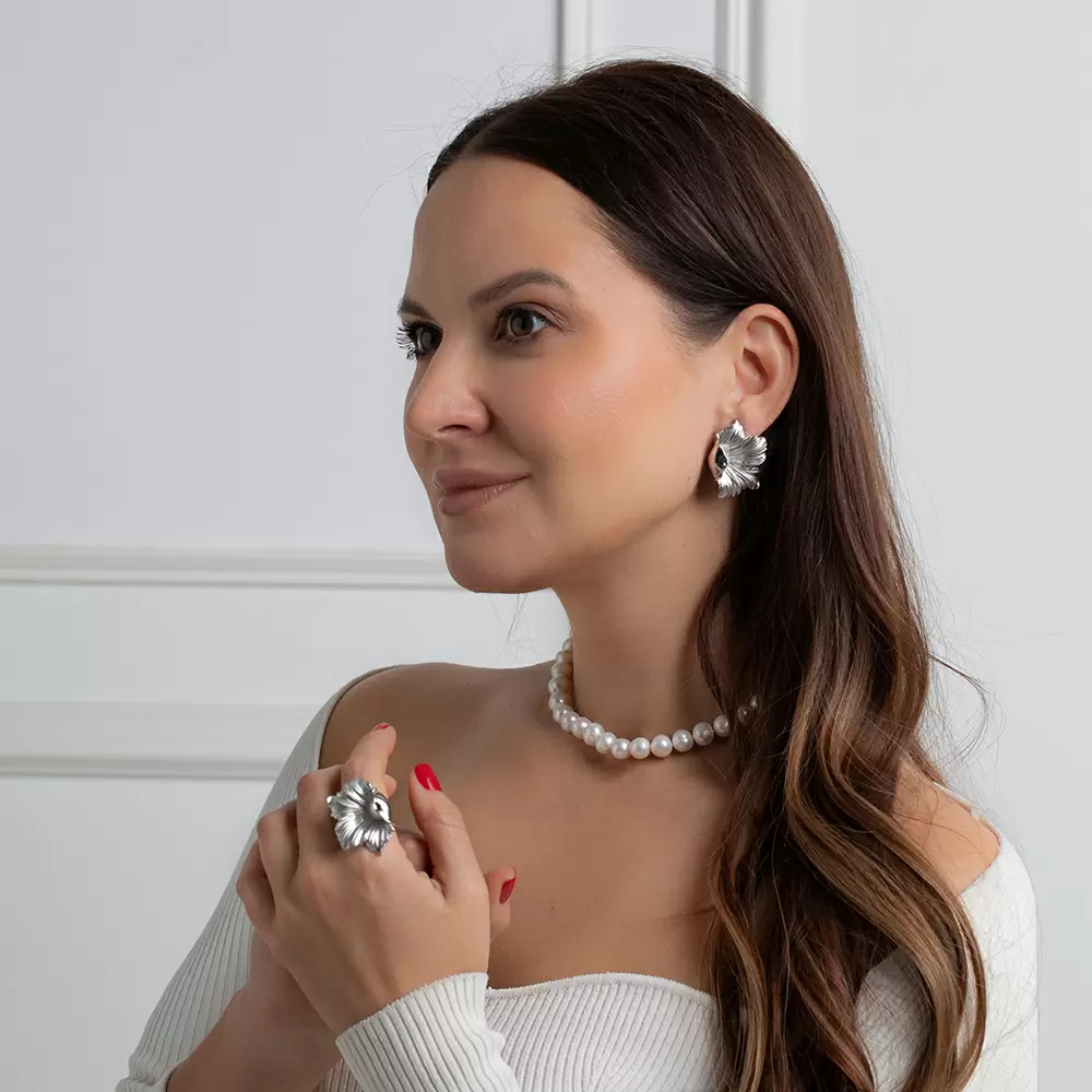 Серьги SOR1238.RH серебро Цветок