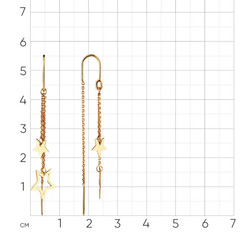 Серьги продевки 002-0172-0000-010 золото Звезды