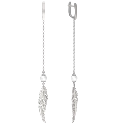 Серьги подвесные 1041562-01250-2S серебро перо