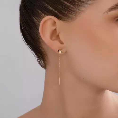 Серьги продевки 51-123-02820-1 золото Цветок_1