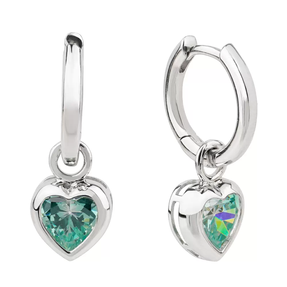 Серьги подвесные С-0290 ам серебро Сердце