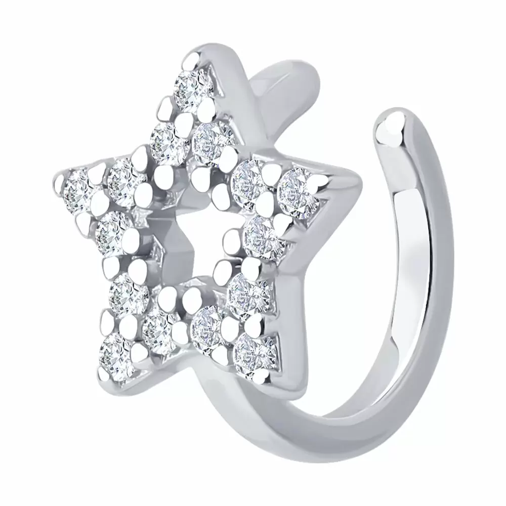 Серьги кафф 94170406 серебро Звезда_0