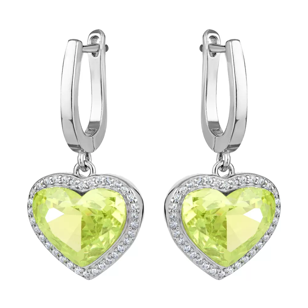 Серьги подвесные EA010906-gr серебро Сердце
