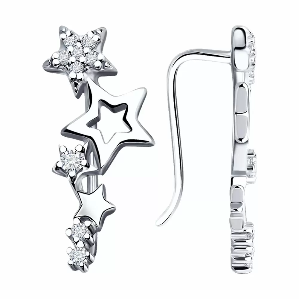 Серьги каффы 94025280 серебро Звезда_0