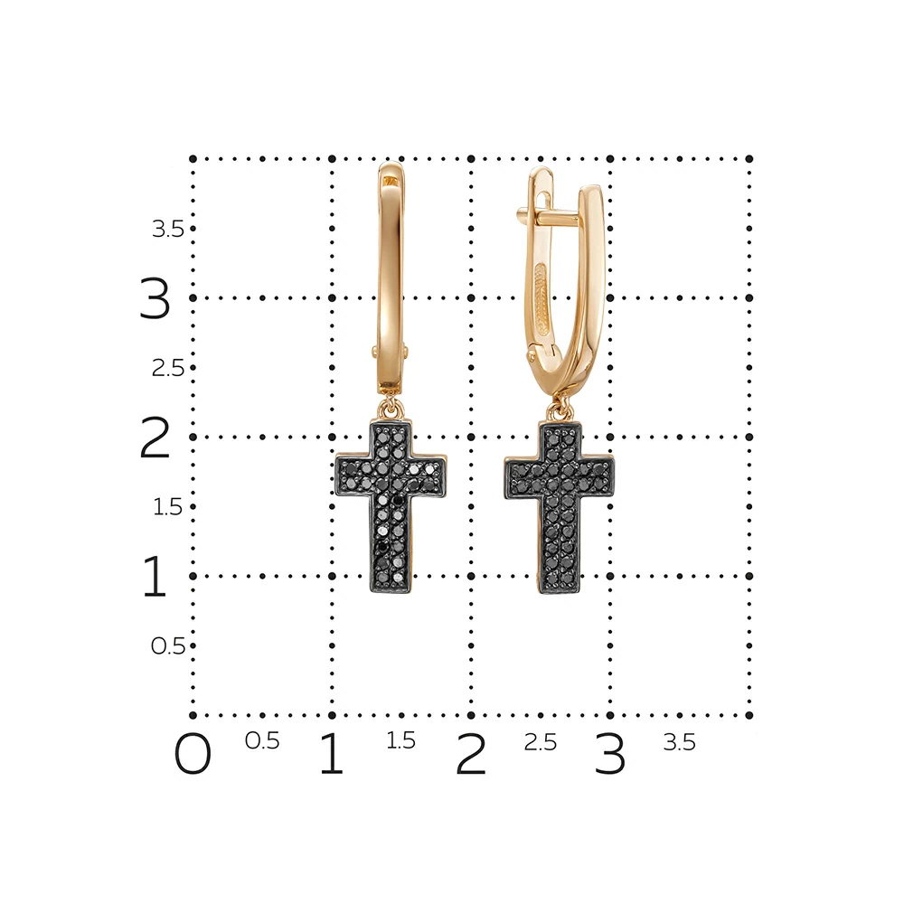 Серьги подвесные 22104-157-02-00 золото Кресты
