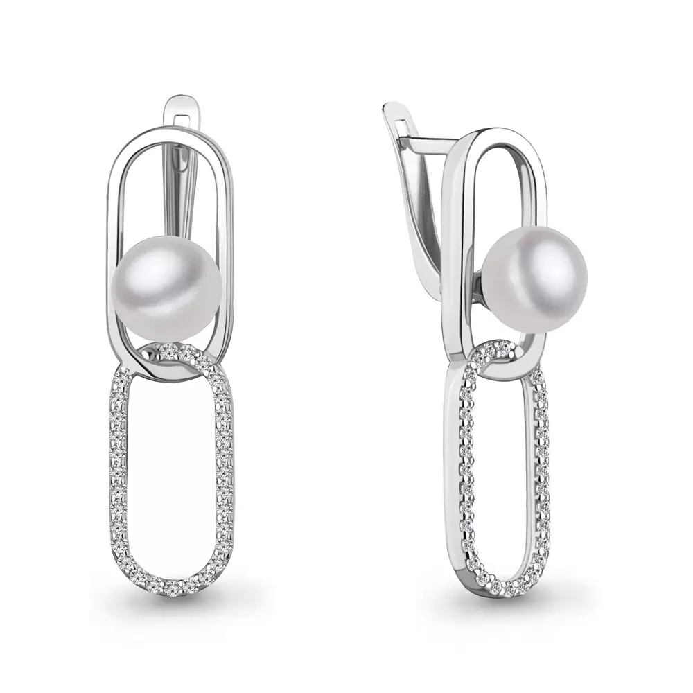 Серьги 400721А.5 серебро Звенья