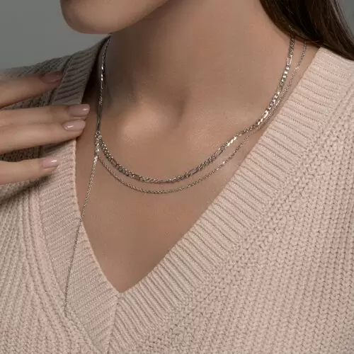 Колье галстук 94071011-91 серебро_2