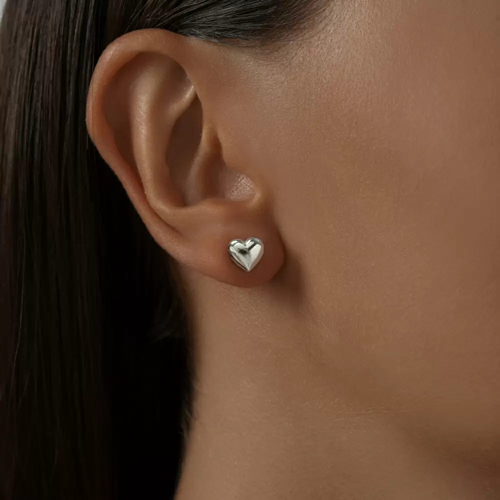 Серьги пусеты 94022254 серебро Сердце