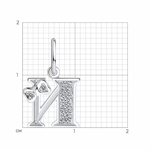 Подвеска буква 94030474 серебро Буква И