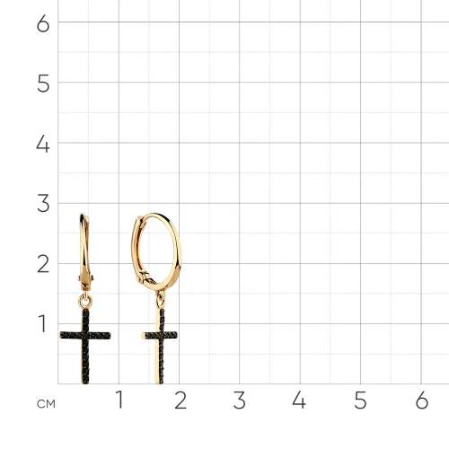 Серьги подвесные 002-0472-0005-012 золото Кресты