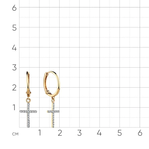 Серьги подвесные 002-0472-0001-011 золото Крест