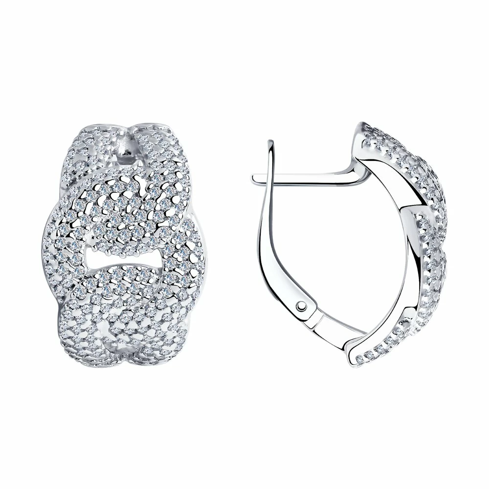 Серьги 94025298 серебро Звенья