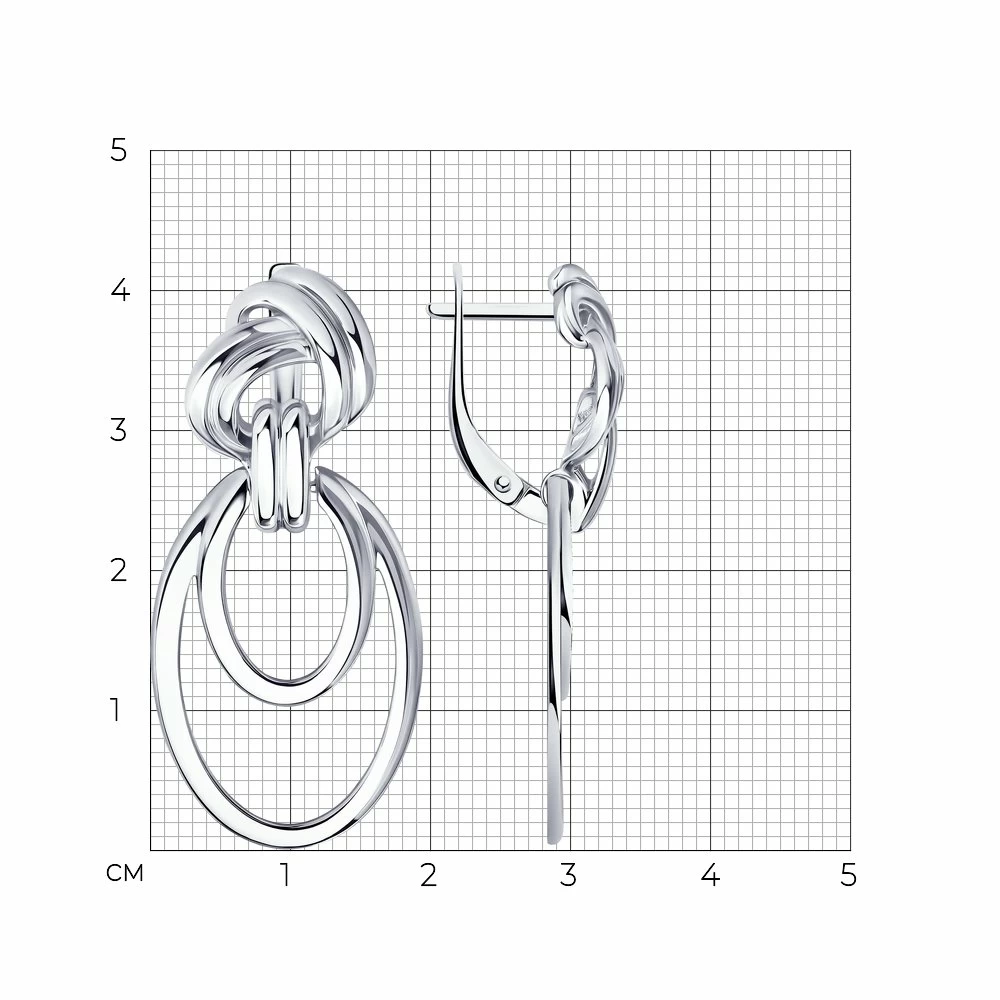 Серьги подвесные 94024355 серебро