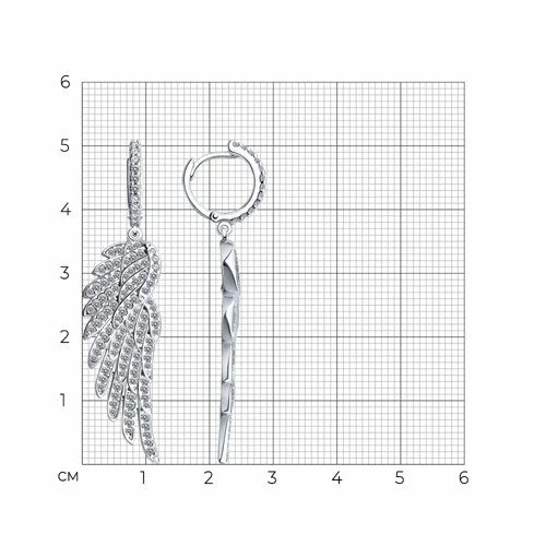 Серьги подвесные 94025773 серебро Крылья