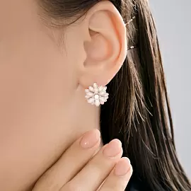 Серьги 94027259 серебро Цветы_1