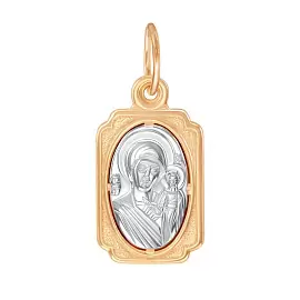 Подвеска религиозная христианская ладанка 20-0188 золото Казанская Божья Матерь_0