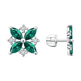 Серьги пусеты 63020002 серебро Клевер_0