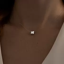 Подвеска на леске квадрат 94070150 серебро_1