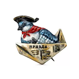 Брошь 5-187-0050 серебро Птица_0