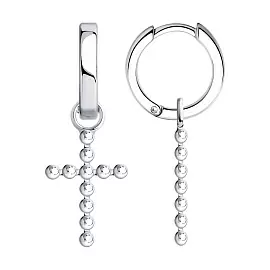 Серьги подвесные 94026737 серебро Крест_0