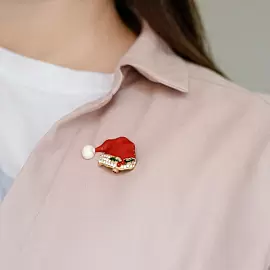 Брошь 3V-3414-Y ювелирный сплав Дед Мороз_1