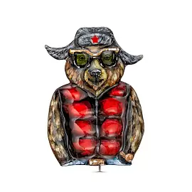 Брошь 5-186-0050 серебро Медведь_0