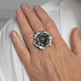 Кольцо SAN1785.WB серебро Цветок_3