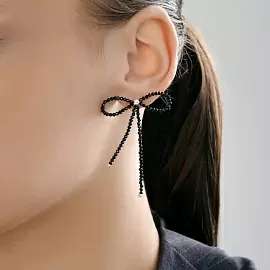 Серьги подвесные 83020455 серебро бантик_1