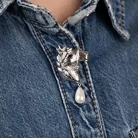 Брошь 3-7798-W ювелирный сплав Лошадь_1